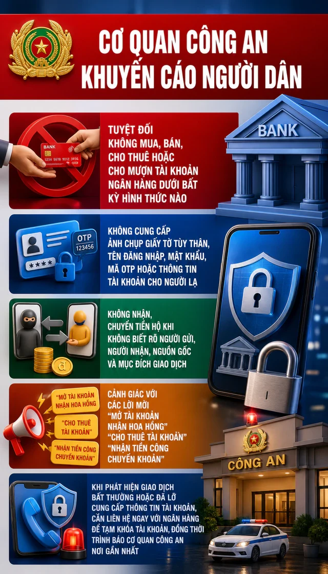 Công an sẽ điều tra khi phát hiện tài khoản ngân hàng có các giao dịch nhận tiền, chuyển tiền như sau Công an sẽ điều tra khi phát hiện tài khoản ngân hàng có các giao dịch nhận tiền, chuyển tiền như sau
