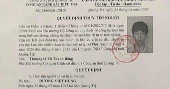 Công an tỉnh Quảng Trị truy tìm Dương Viết Hùng trong vụ lừa đảo tài sản