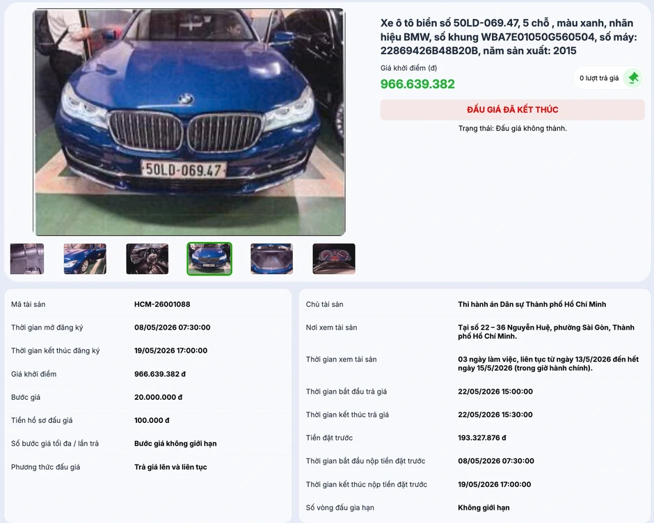 Đấu giá không thành 2 xe sang BMW, Lexus của Trương Mỹ Lan Đấu giá không thành 2 xe sang BMW, Lexus của Trương Mỹ Lan