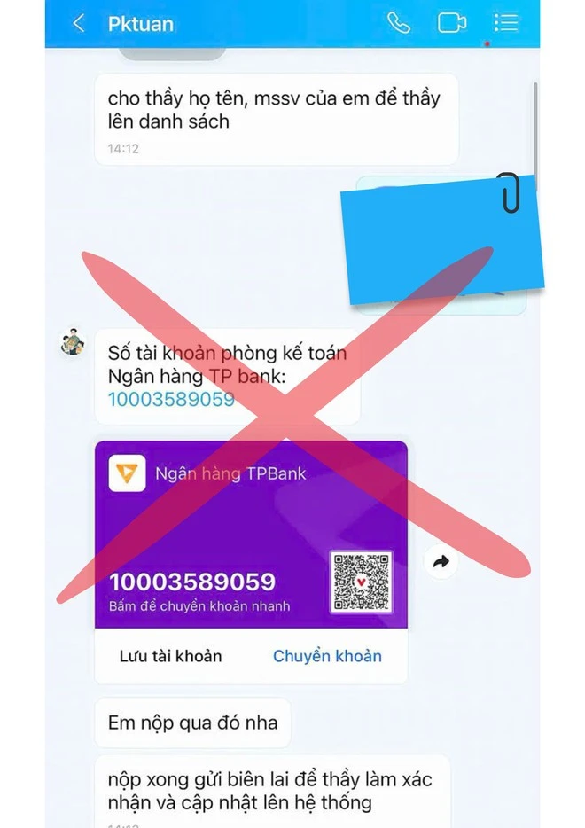 Lật tẩy chiêu lừa đảo "gia hạn học phí" của cán bộ trường tên "PHAN VAN NGUYEN" Lật tẩy chiêu lừa đảo "gia hạn học phí" của cán bộ trường tên "PHAN VAN NGUYEN"