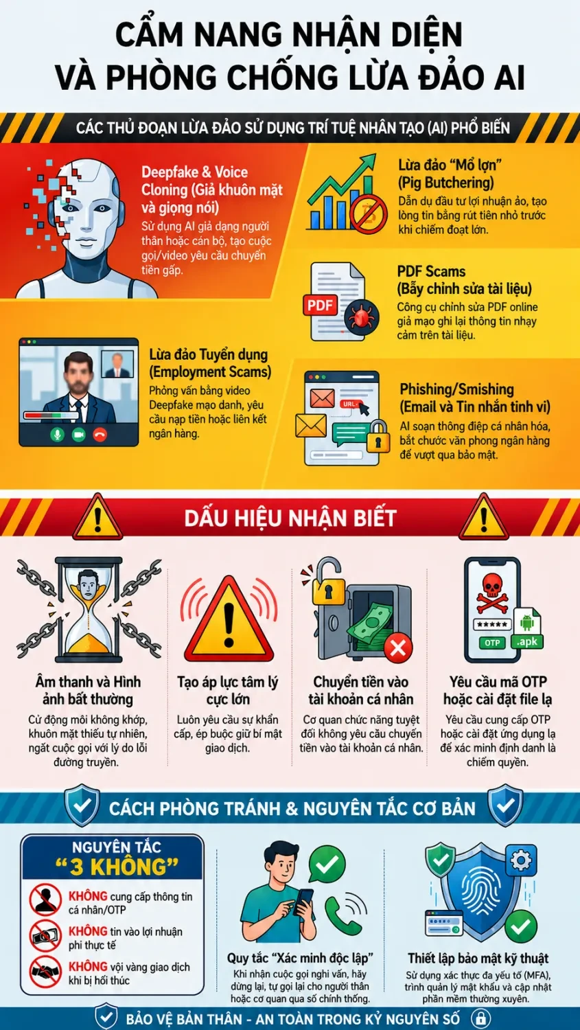 Lừa đảo sử dụng trí tuệ nhân tạo (AI): Cách nhận biết và phòng tránh Lừa đảo sử dụng trí tuệ nhân tạo (AI): Cách nhận biết và phòng tránh