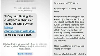 Lừa nhắn tin thông báo phạt nguội để đánh cắp thông tin