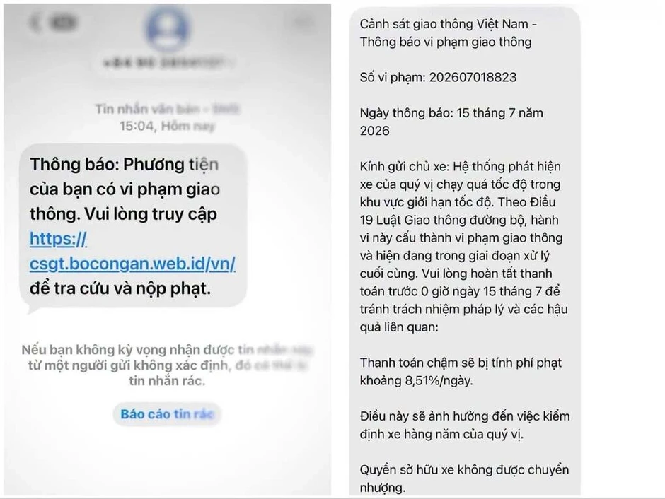 Mạo danh dịch vụ công thông báo phạt nguội để đánh cắp thông tin Mạo danh dịch vụ công thông báo phạt nguội để đánh cắp thông tin