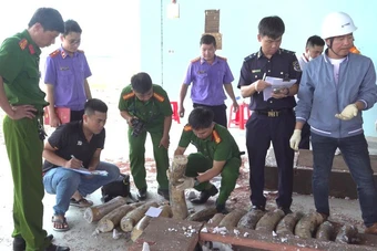 Phát hiện hơn 1,1 tấn ngà voi cất giấu tinh vi trong 3 container gỗ
