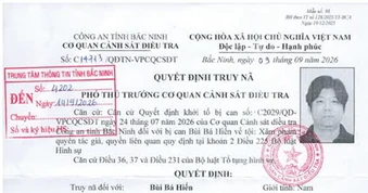 Quyết định truy nã Bùi Bá Hiến SN 1990, bất kỳ ai cũng có quyền bắt giữ