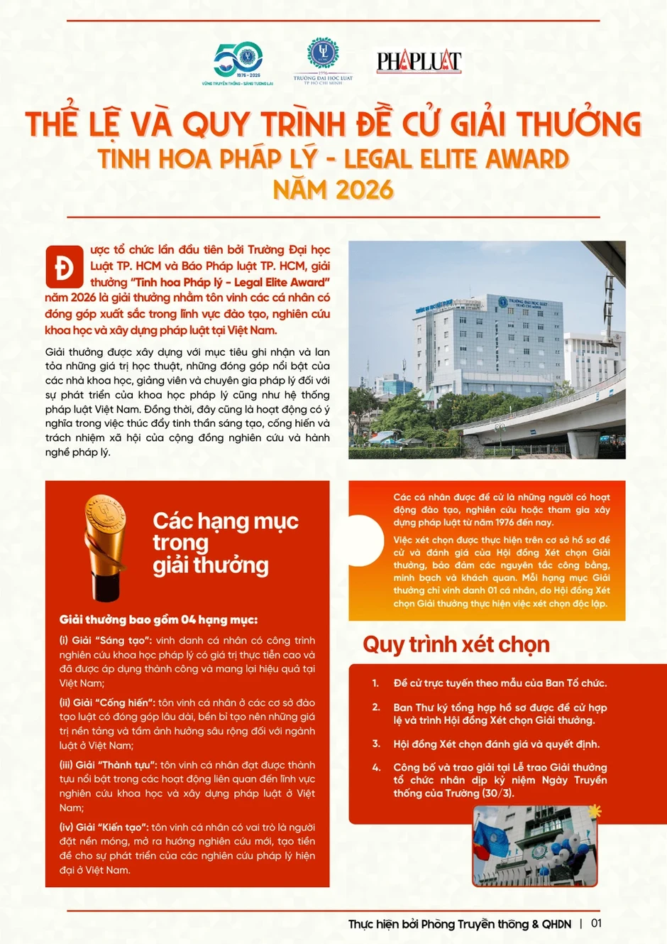 Thể lệ và quy trình đề cử giải thưởng "Tinh hoa pháp lý - Legal Elite Award" 2026