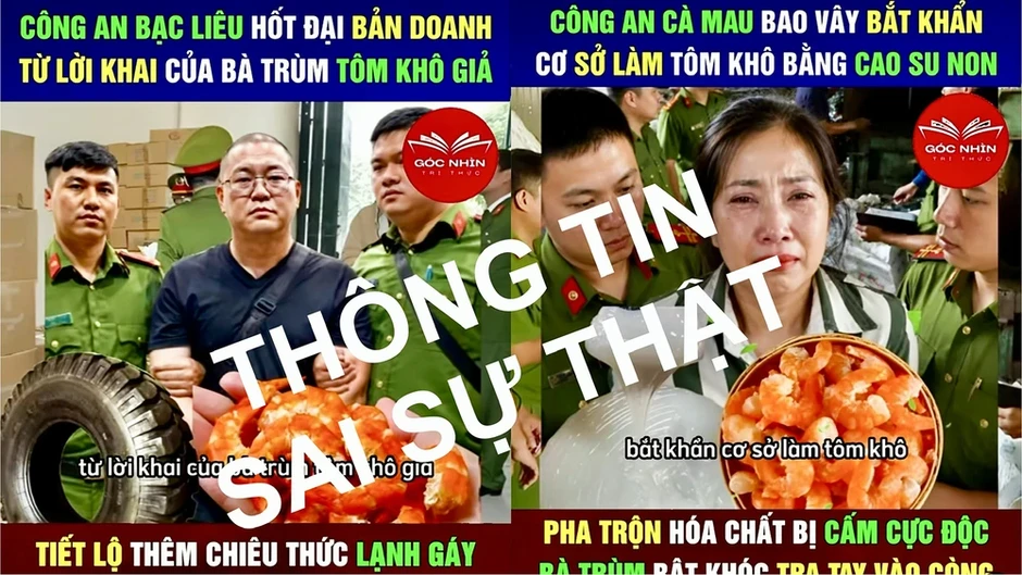 Thông tin 'Công an Cà Mau vây bắt cơ sở làm tôm khô giả' là thất thiệt Thông tin 'Công an Cà Mau vây bắt cơ sở làm tôm khô giả' là thất thiệt