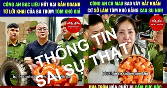 Thông tin 'Công an Cà Mau vây bắt cơ sở làm tôm khô giả' là thất thiệt