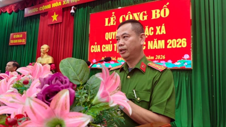 Trại giam Xuân Lộc trao quyết định đặc xá của Chủ tịch nước cho 218 phạm nhân