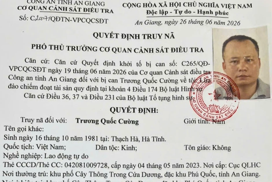 Truy nã đối tượng lừa đảo bán đất ở Phú Quốc Truy nã đối tượng lừa đảo bán đất ở Phú Quốc