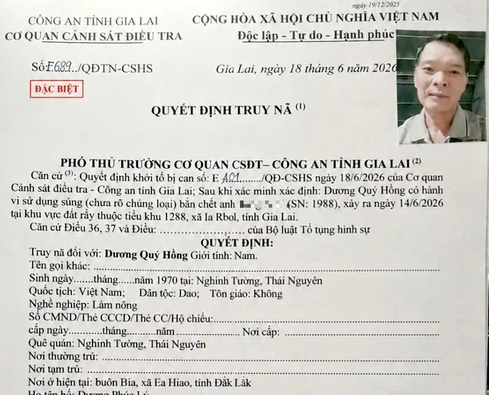 Truy nã kẻ nổ súng bắn chết người trong rừng sâu Truy nã kẻ nổ súng bắn chết người trong rừng sâu