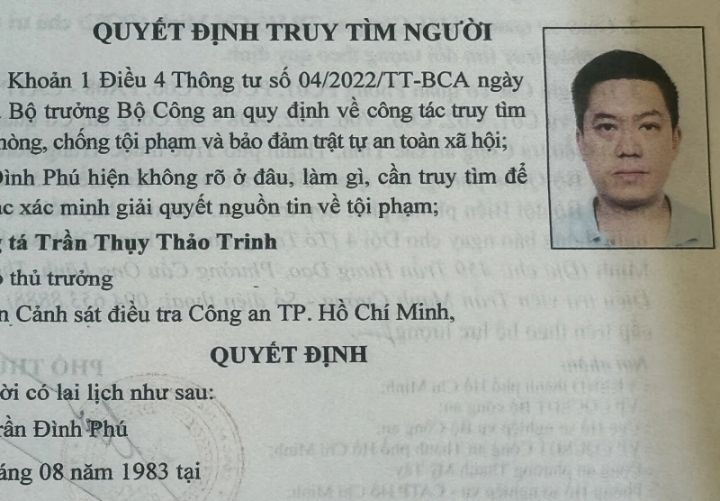 Truy tìm Trần Đình Phú để phục vụ công tác xác minh giải quyết nguồn tin về tội phạm Truy tìm Trần Đình Phú để phục vụ công tác xác minh giải quyết nguồn tin về tội phạm