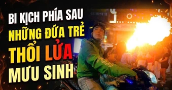 VIDEO: Những đứa trẻ thổi lửa mưu sinh ở phố Tây Bùi Viện