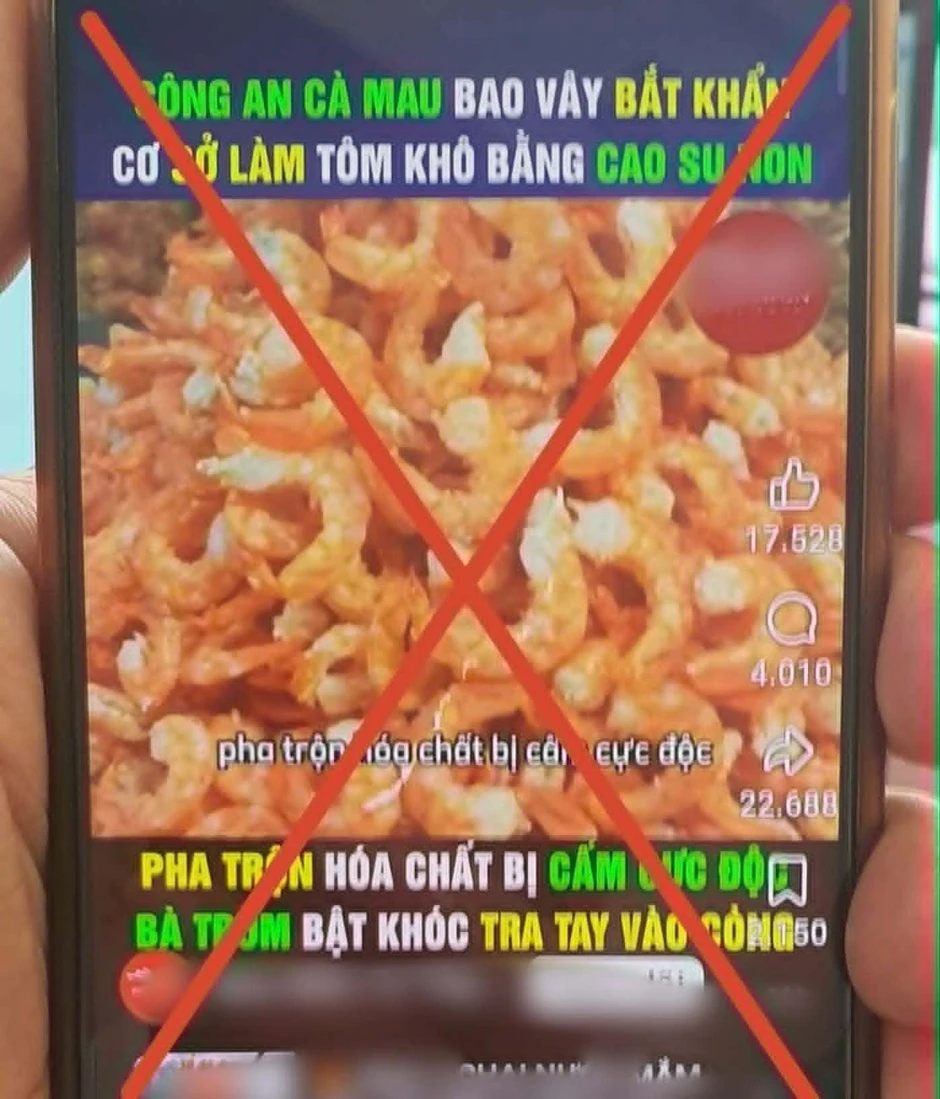 Vụ tung tin giả “tôm khô làm từ cao su non”: Mời làm việc một đối tượng Vụ tung tin giả “tôm khô làm từ cao su non”: Mời làm việc một đối tượng