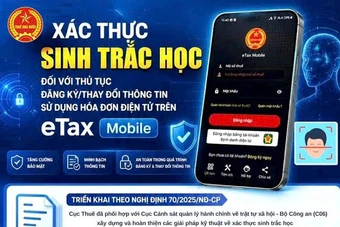 Xác thực sinh trắc học bằng nhận diện khuôn mặt qua eTax Mobile