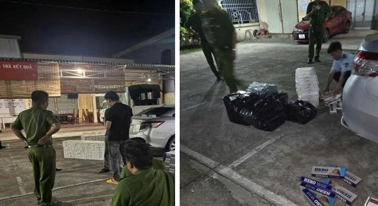 Xe ô tô chở 7.400 bao thuốc lá lậu bị bỏ lại trên đường Xe ô tô chở 7.400 bao thuốc lá lậu bị bỏ lại trên đường