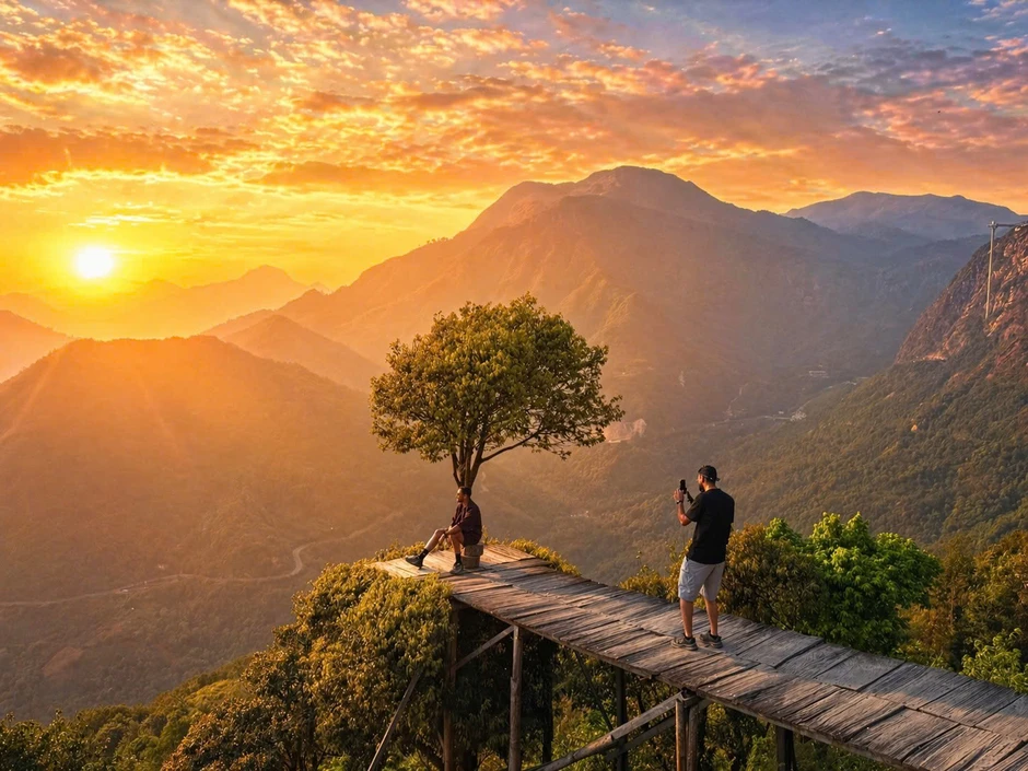 Du khách thích thú ngắm hoàng hôn trên đỉnh đèo Ô Quy Hồ Du khách thích thú ngắm hoàng hôn trên đỉnh đèo Ô Quy Hồ
