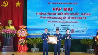 Bộ tư lệnh Vùng Cảnh sát biển 3 đón nhận Bằng khen của Thủ tướng