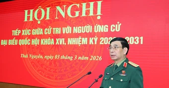 Đại tướng Phan Văn Giang trình bày chương trình hành động với cử tri