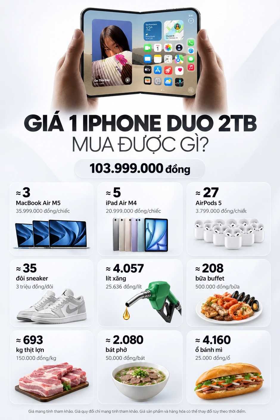 103,99 triệu đồng mua iPhone Duo 2TB, có thể đổi thành những gì?