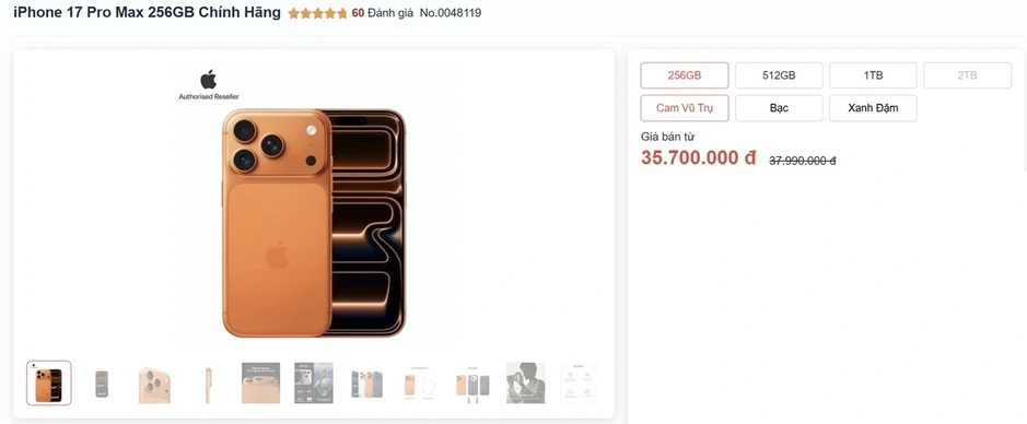 Giá iPhone 17 Pro Max giảm tiền triệu Giá iPhone 17 Pro Max giảm tiền triệu
