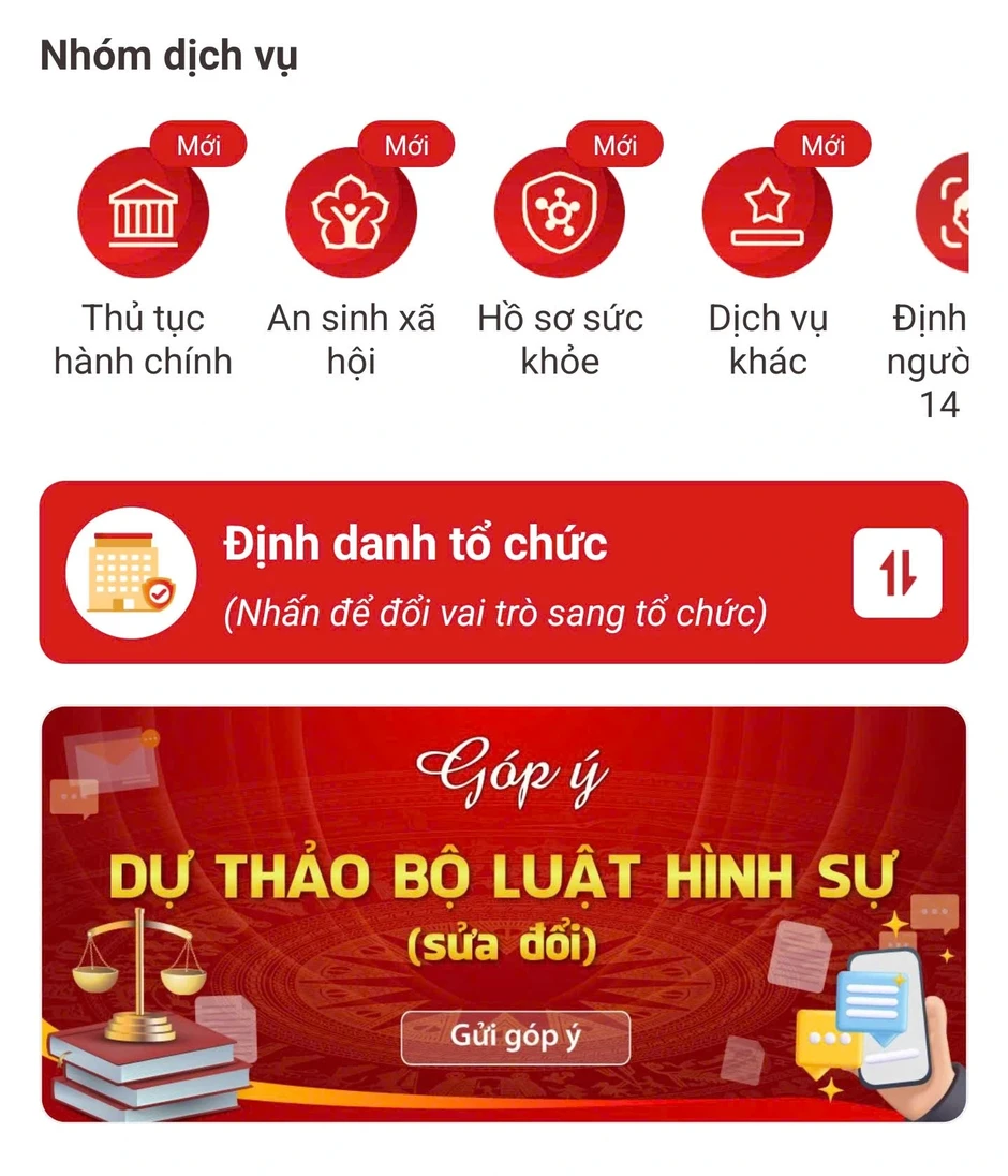 Hướng dẫn người dân góp ý Dự thảo Bộ luật Hình sự (sửa đổi) trên VNeID Hướng dẫn người dân góp ý Dự thảo Bộ luật Hình sự (sửa đổi) trên VNeID