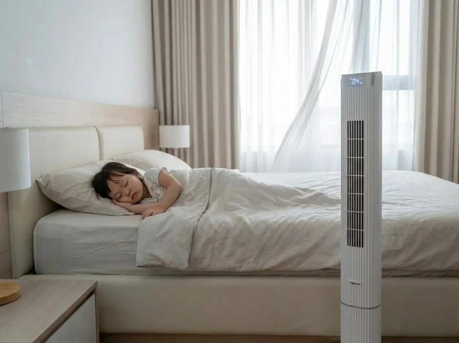 Quạt tháp tự điều chỉnh gió về đêm: Giải pháp bảo vệ sức khỏe trẻ nhỏ Quạt tháp tự điều chỉnh gió về đêm: Giải pháp bảo vệ sức khỏe trẻ nhỏ