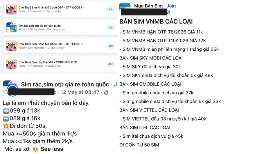 Tràn lan SIM rác rao bán công khai trên mạng xã hội Tràn lan SIM rác rao bán công khai trên mạng xã hội