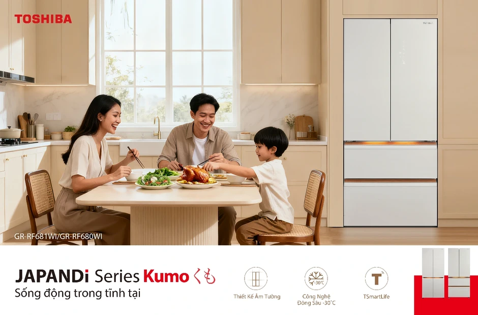 Tủ lạnh Toshiba JAPANDi Series Kumo, mang tinh thần sống tĩnh tại vào căn bếp Tủ lạnh Toshiba JAPANDi Series Kumo, mang tinh thần sống tĩnh tại vào căn bếp