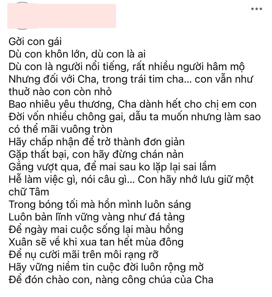 Bố Tóc Tiên dặn con gái: "Gắng vượt qua để mai sau không lặp lại sai lầm" Bố Tóc Tiên dặn con gái: "Gắng vượt qua để mai sau không lặp lại sai lầm"