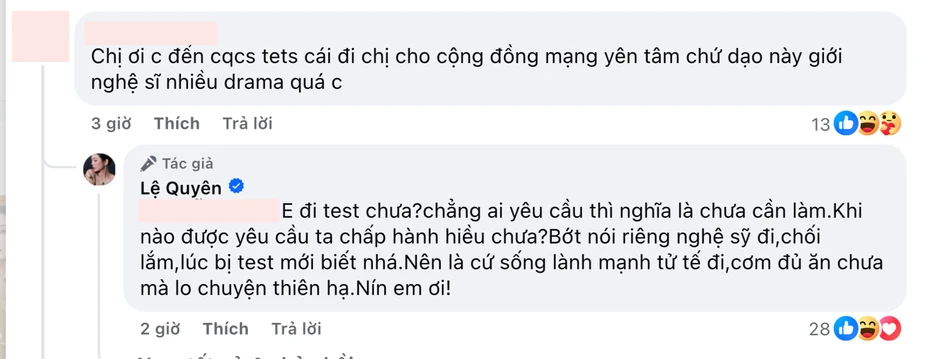 Câu trả lời của Lệ Quyên khi bị khán giả yêu cầu đến cơ quan chức năng kiểm tra chất kích thích Câu trả lời của Lệ Quyên khi bị khán giả yêu cầu đến cơ quan chức năng kiểm tra chất kích thích