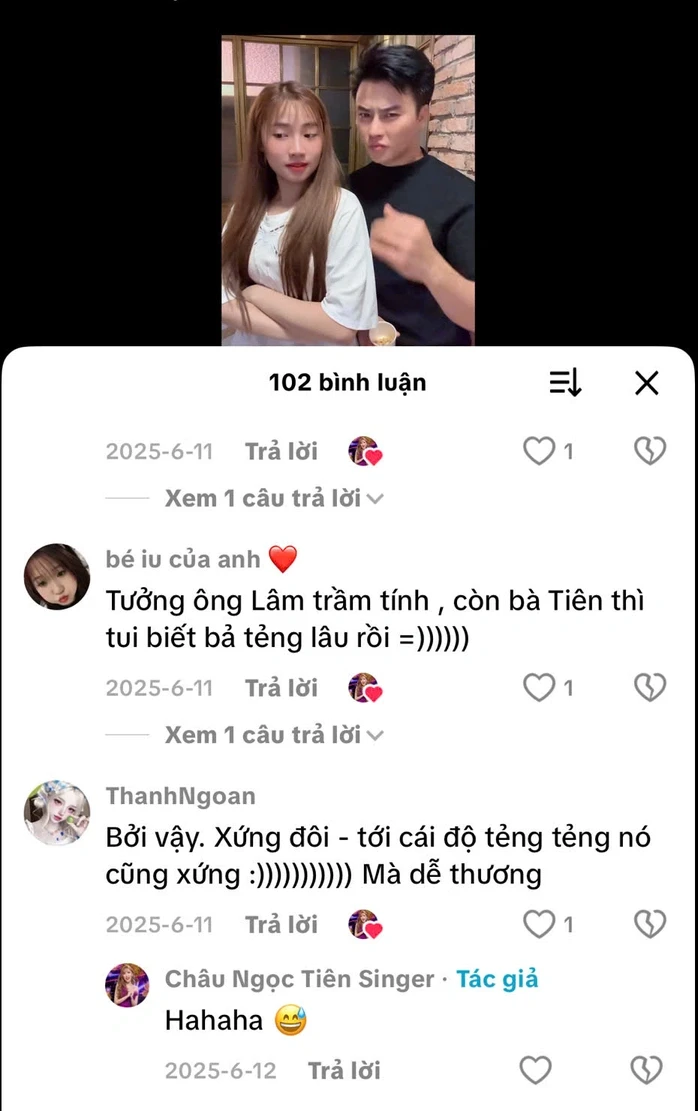 Châu Ngọc Tiên được tích cực "đẩy thuyền" cùng NSƯT Võ Minh Lâm Châu Ngọc Tiên được tích cực "đẩy thuyền" cùng NSƯT Võ Minh Lâm