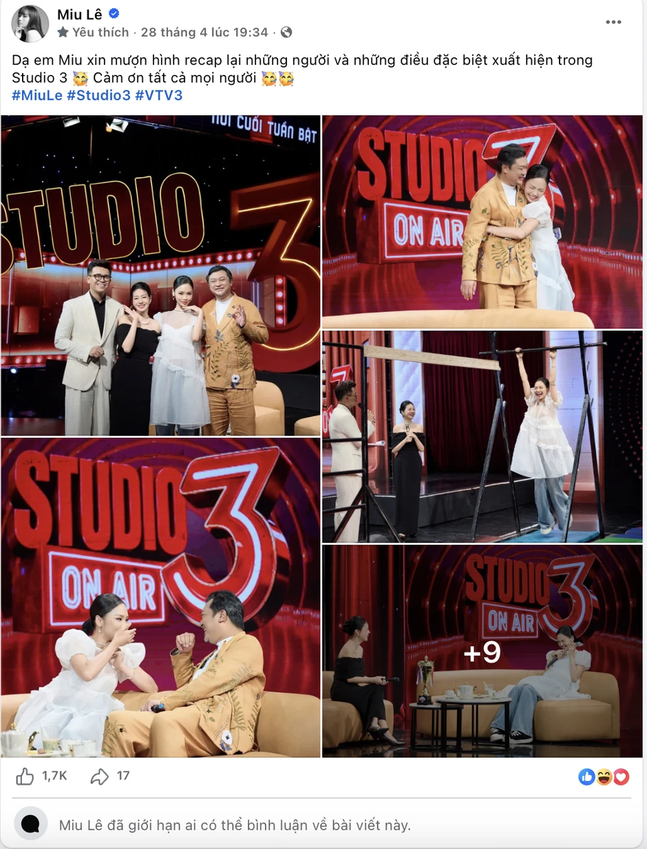 Gỡ tập phát sóng show truyền hình có mặt Miu Lê Gỡ tập phát sóng show truyền hình có mặt Miu Lê