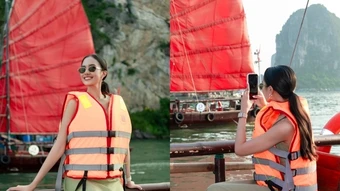 'Hoa hậu đẹp nhất thế giới' tham quan vịnh Hạ Long