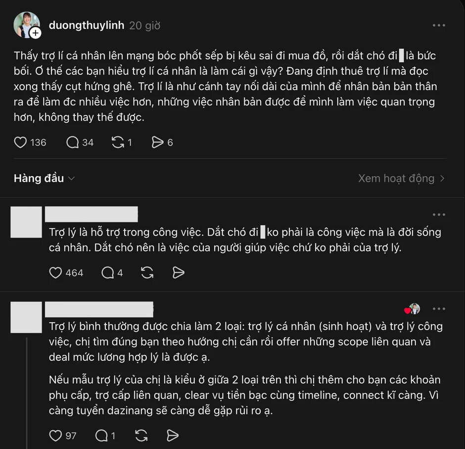 Hoa hậu Dương Thuỳ Linh nhảy vào drama "trợ lý phải dắt chó đi dạo": Thế các bạn tưởng trợ lý cá nhân là làm gì? Hoa hậu Dương Thuỳ Linh nhảy vào drama "trợ lý phải dắt chó đi dạo": Thế các bạn tưởng trợ lý cá nhân là làm gì?