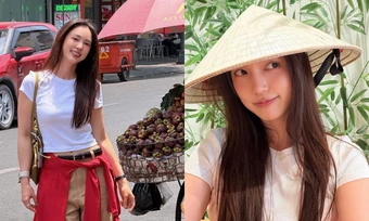 'Mỹ nữ trẻ thơ' Thái Lan đội nón lá, dạo chơi TP HCM