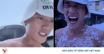 Sao Việt 9/3: Thủ môn Bùi Tiến Dũng cởi trần lộ body 6 múi “tắm tuyết” ở -6 độ C
