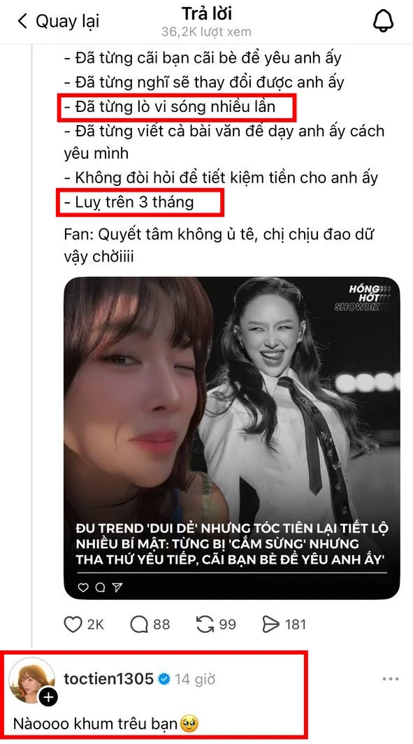 Tóc Tiên từng tái hợp, luỵ suốt 3 tháng sau khi tan vỡ Tóc Tiên từng tái hợp, luỵ suốt 3 tháng sau khi tan vỡ