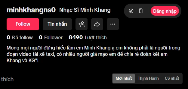 Tràn lan tin "Nhạc sĩ Minh Khang đính chính" sau nghi vấn chửi tài xế taxi?