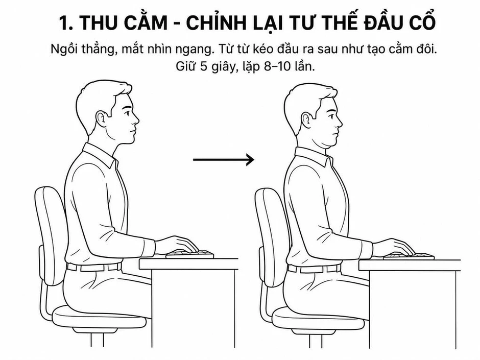 4 bài tập tại bàn làm việc giúp U40 giảm căng cổ, đau lưng 4 bài tập tại bàn làm việc giúp U40 giảm căng cổ, đau lưng