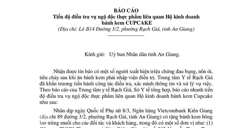 An Giang: 43 người nhập viện điều trị sau khi ăn bánh kem