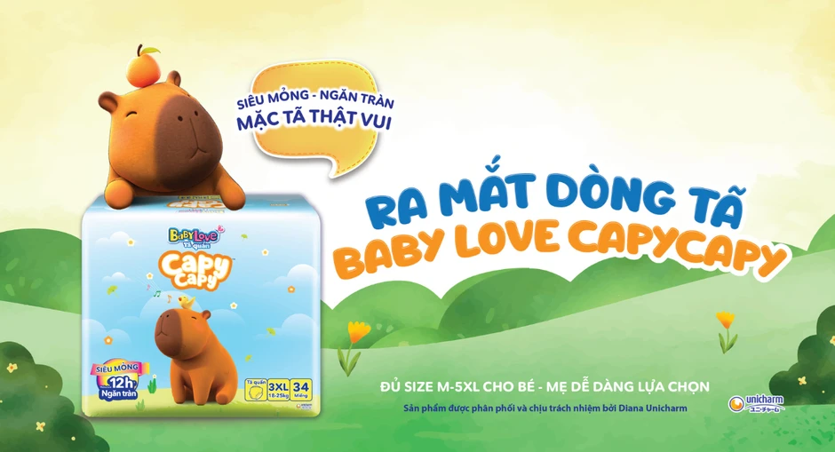 Baby Love Capycapy: Dòng tã tiết kiệm thời bão giá, thấm hút vượt trội suốt nhiều giờ