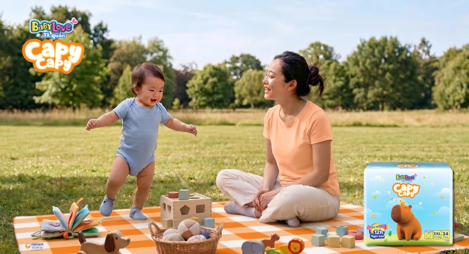 Baby Love Capycapy: Dòng tã tiết kiệm thời bão giá, thấm hút vượt trội suốt nhiều giờ
