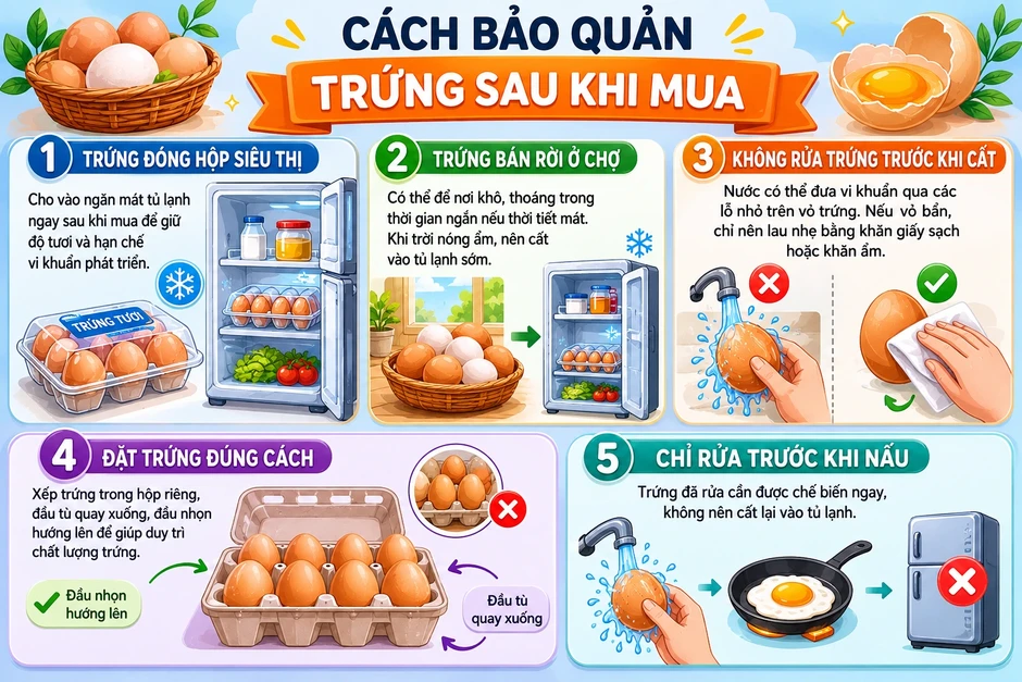 Bảo quản trứng đúng cách để hạn chế vi khuẩn Salmonella Bảo quản trứng đúng cách để hạn chế vi khuẩn Salmonella