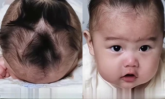 Bé trai có 9 xoáy tóc hiếm gặp
