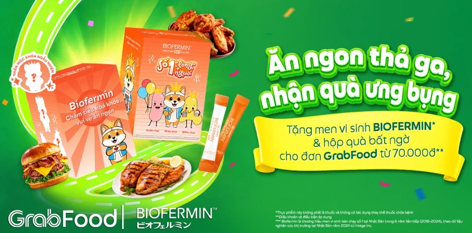 Biofermin “bắt tay” cùng GrabFood: Đưa thông điệp chăm sóc tiêu hóa vào từng đơn hàng