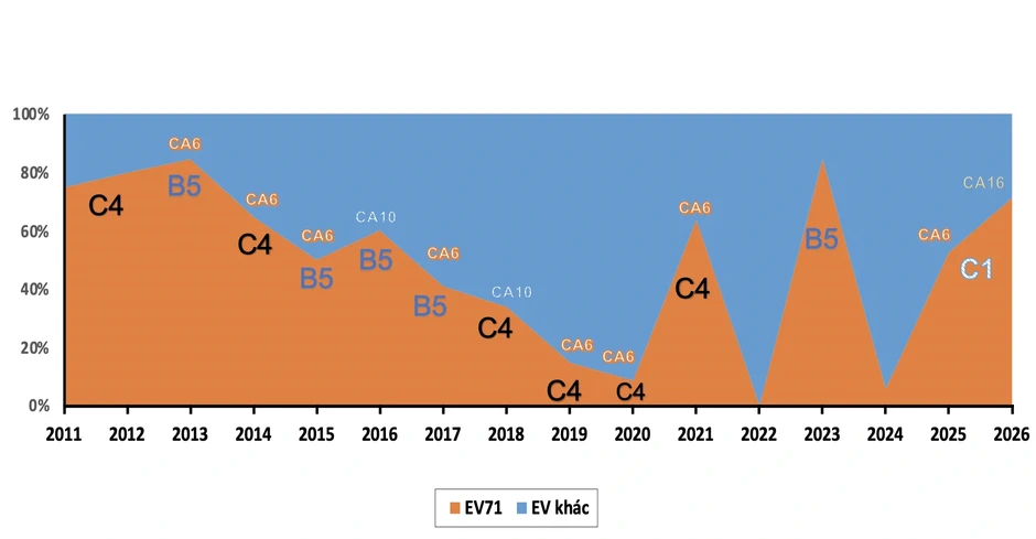 Cảnh báo biến thể của EV71 gây tay chân miệng rất nguy hiểm, né miễn dịch Cảnh báo biến thể của EV71 gây tay chân miệng rất nguy hiểm, né miễn dịch