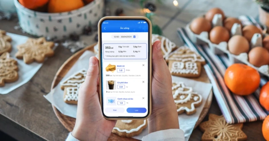 Ghi nhận hoạt động ăn uống trên app theo dõi đường huyết FPT MediCare