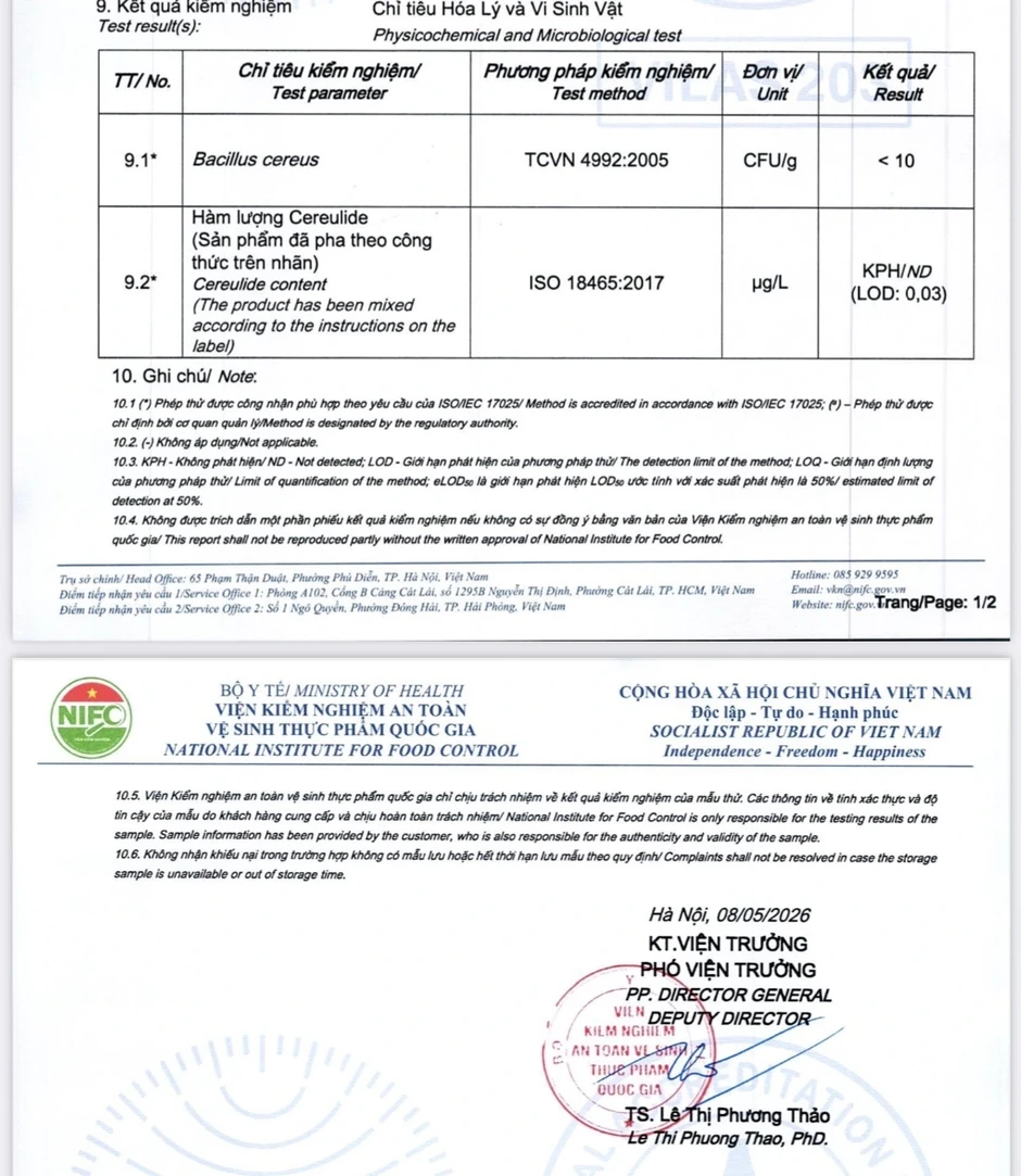 Kết quả kiểm nghiệm sữa nhãn hiệu a2 tại Việt Nam sau khi có thông báo thu hồi Kết quả kiểm nghiệm sữa nhãn hiệu a2 tại Việt Nam sau khi có thông báo thu hồi