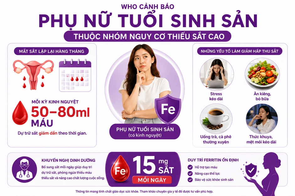 Mất máu trong chu kỳ kinh nguyệt: nguy cơ sức khỏe phụ nữ hiện đại dễ bỏ qua Mất máu trong chu kỳ kinh nguyệt: nguy cơ sức khỏe phụ nữ hiện đại dễ bỏ qua